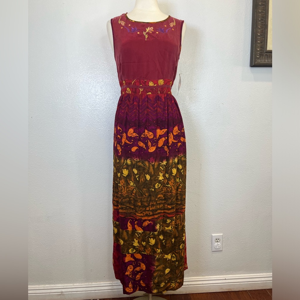 NWT Vintage Carole Little Maxi Dress Long Dress Embroidered Detail Cottage Sz 10